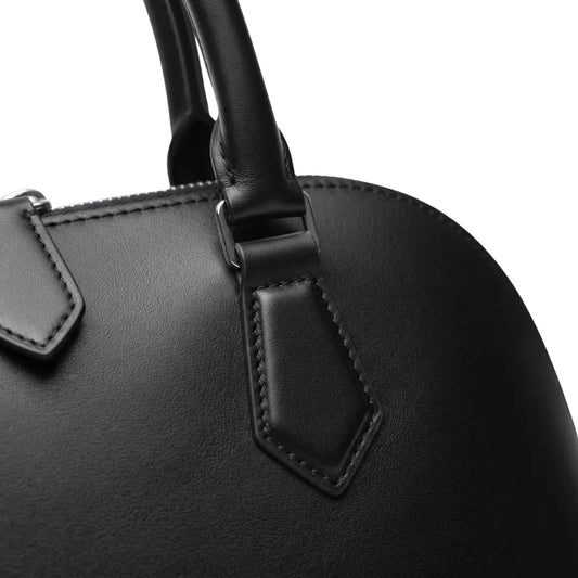 Givro Classic Black Leather Dome Handbag