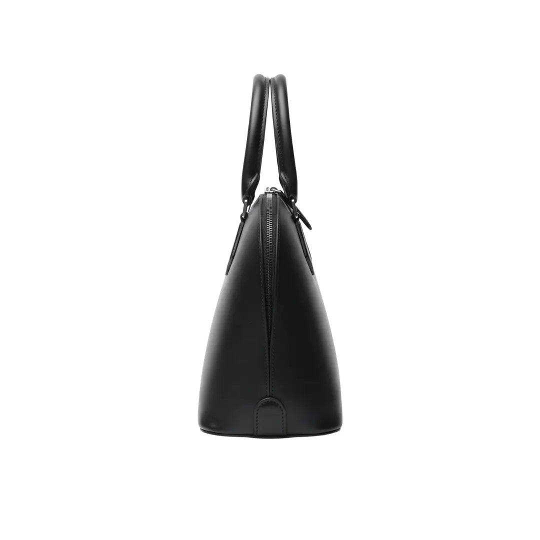 Givro Classic Black Leather Dome Handbag