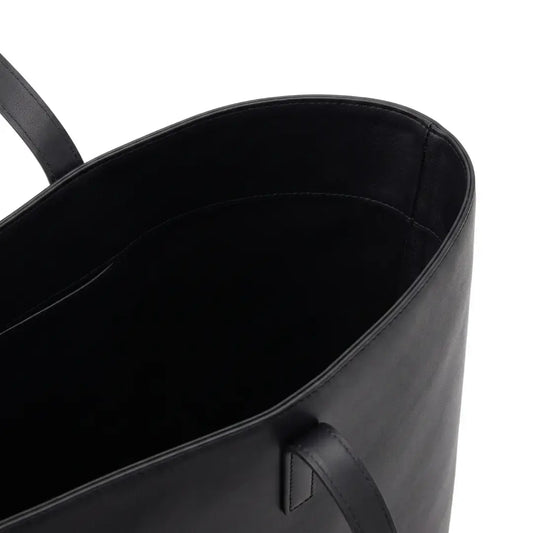 Givro Minimalist Matte Black Leather Tote Bag