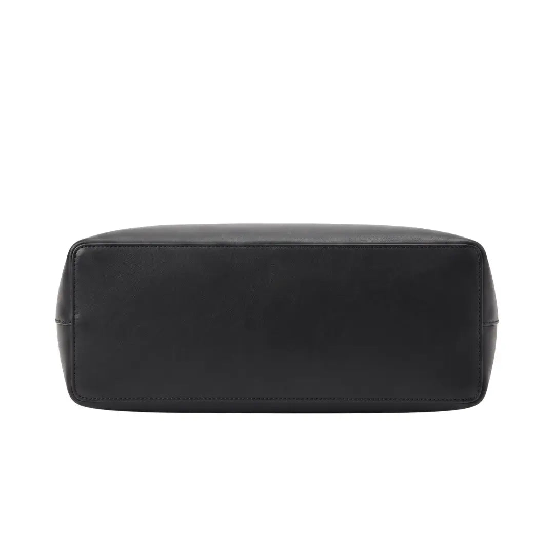 Givro Minimalist Matte Black Leather Tote Bag