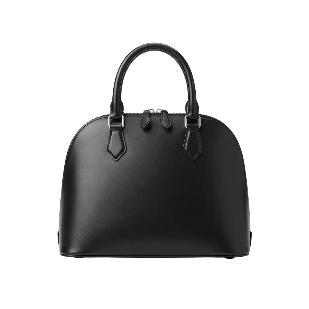 Givro Classic Black Leather Dome Handbag