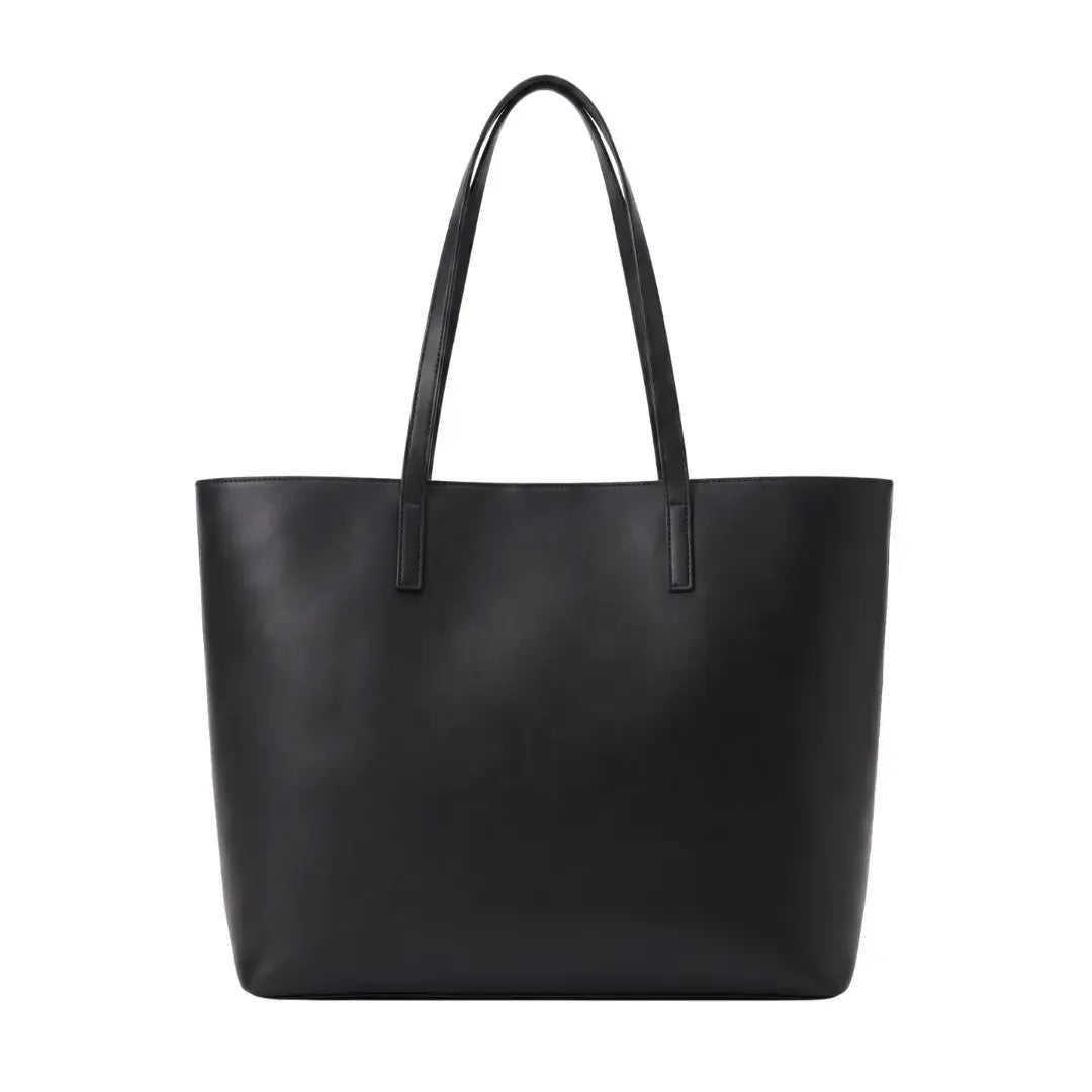 Givro Minimalist Matte Black Leather Tote Bag