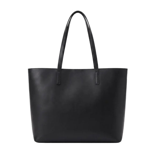 Givro Minimalist Matte Black Leather Tote Bag
