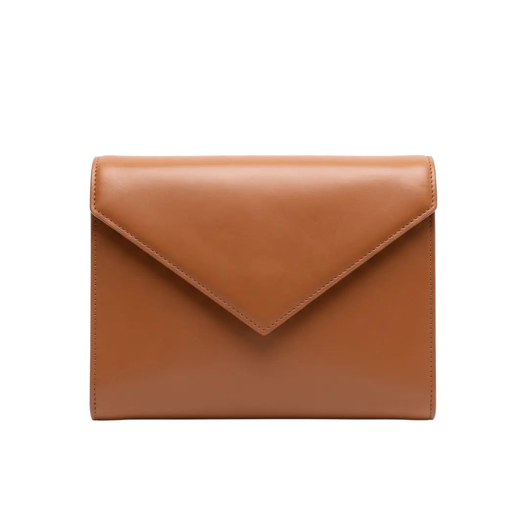 Givro Sleek Tan Brown Envelope Style Handbag