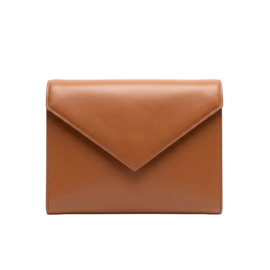 Givro Sleek Tan Brown Envelope Style Handbag