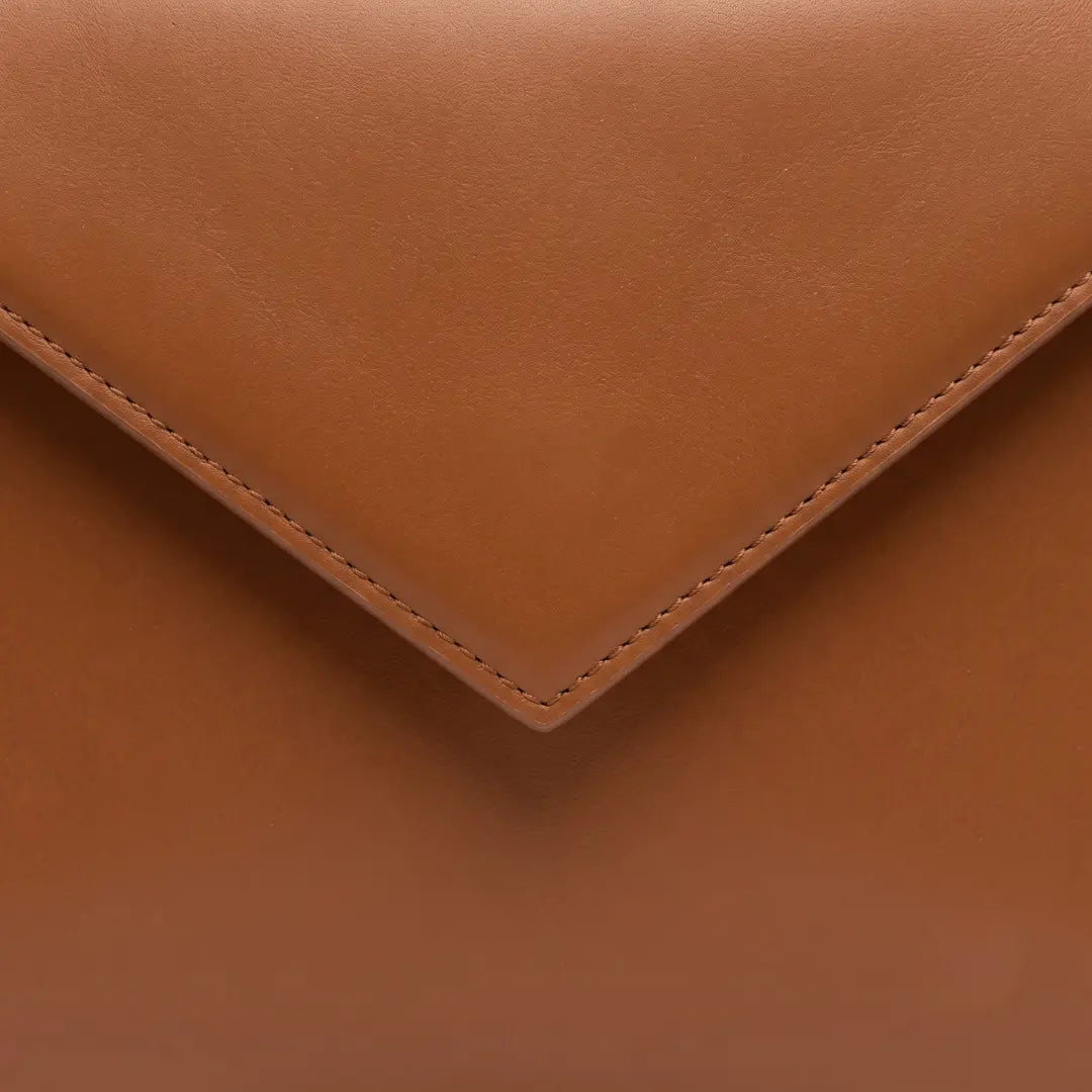 Givro Sleek Tan Brown Envelope Style Handbag